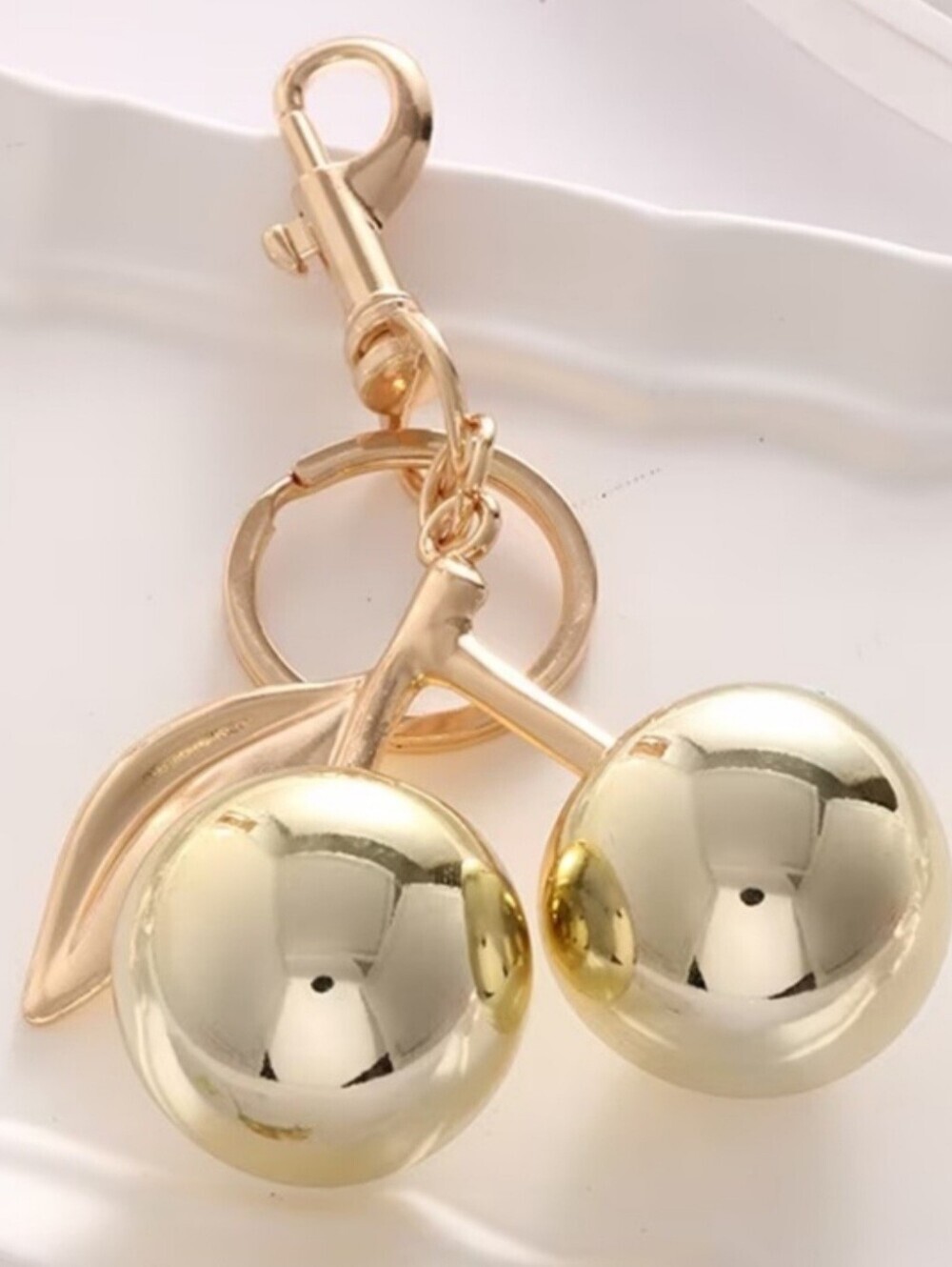 Gold-Tone Cherry Keychain
